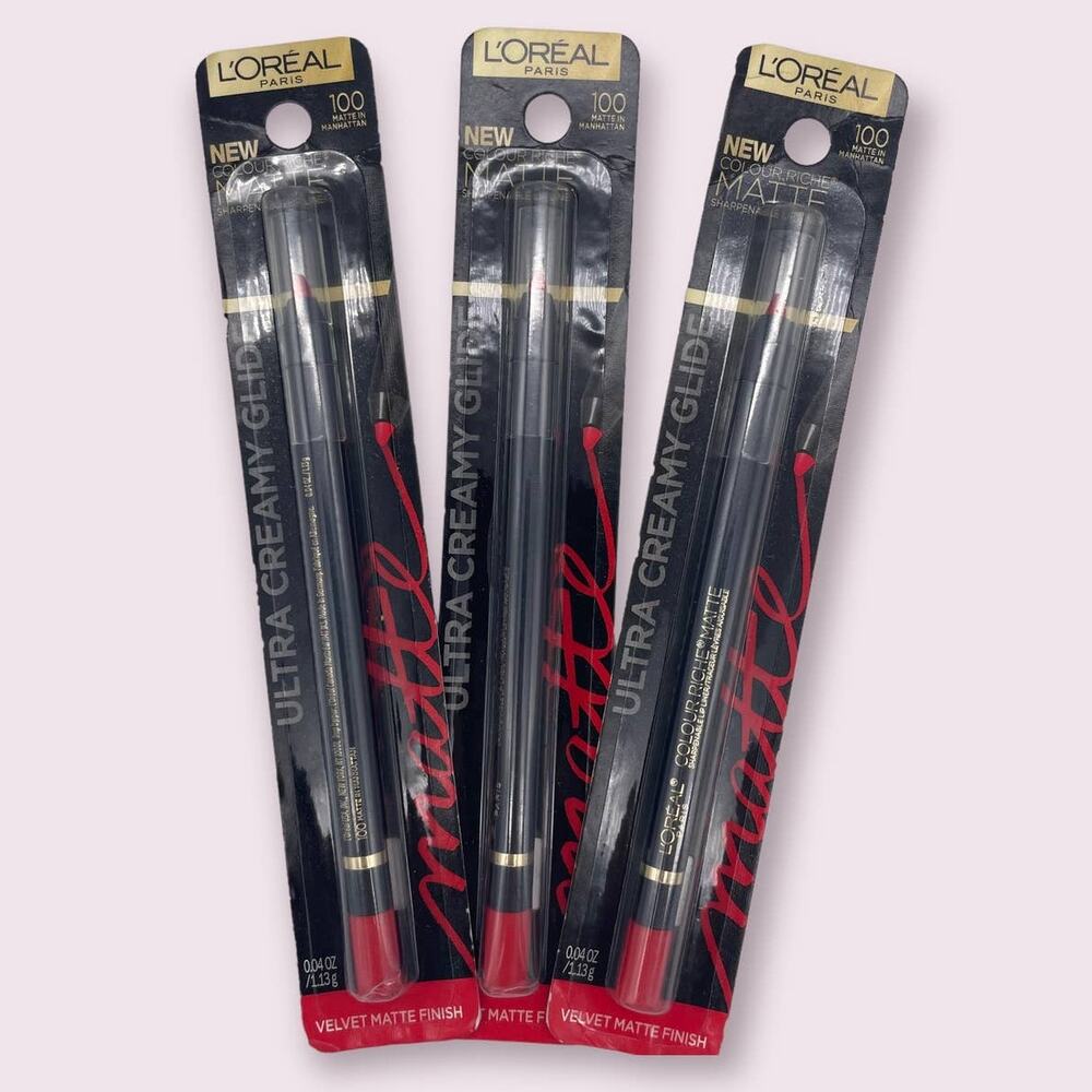 3 Pack L'Oreal Paris Colour Riche Matte Lip Liner 100 Matte In Manhattan New